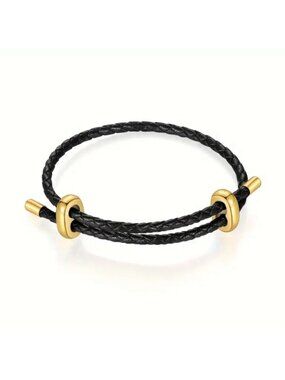 New! Black Leather Adjustable Bracelet NWOT